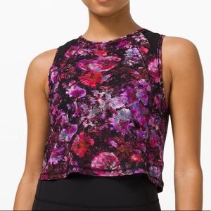 🌺LULULEMON SCULPT TANK CROPPED-FLUORO FLORAL MULTI-8🌺